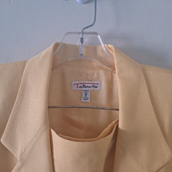 Talbots Italian Fabric Yellow Colored Notch Collar L/S Skirt Suit - Size 8/10 - Picture 12 of 12